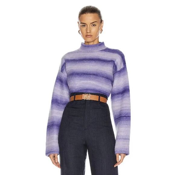 ACNE STUDIOS Ombre Stripe Mohair Wool Sweater Purple NWOT Size XS Stretch - Picture 7 of 7